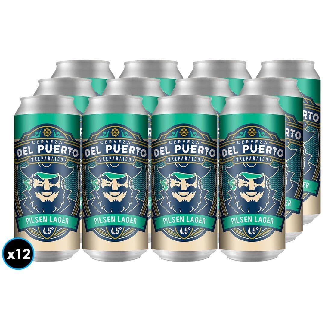 12X Cerveza del Puerto Pilsen Lager Lata 473 cc 4.5° GL_1
