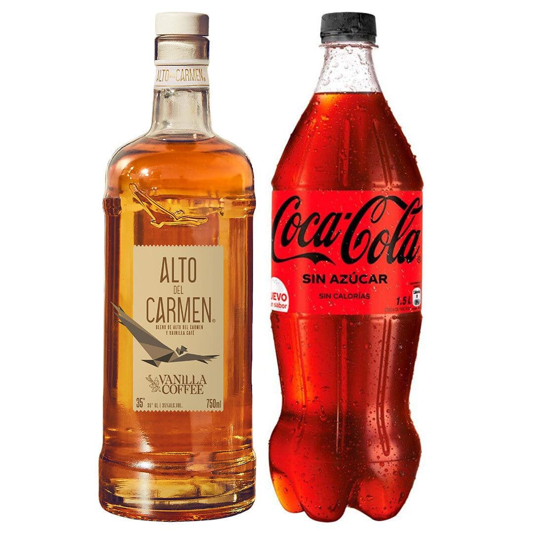 Pisco Alto del Carmen Vainilla Coffee 35° 750cc + Bebida Coca Cola Sin Azúcar 1.5 L_1