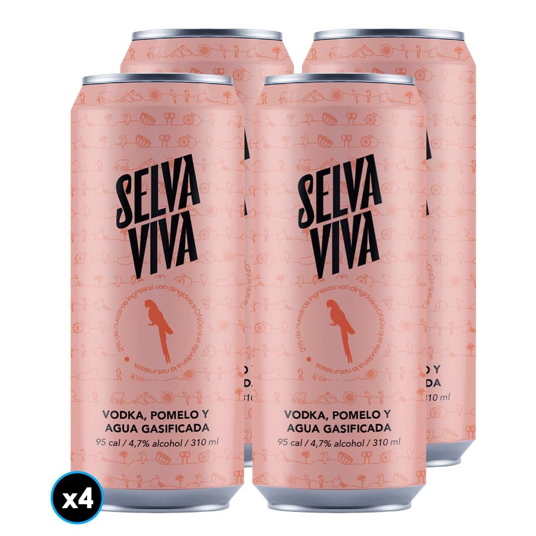4x Bebida Premium Selva Viva Vodka Pomelo 310cc_1