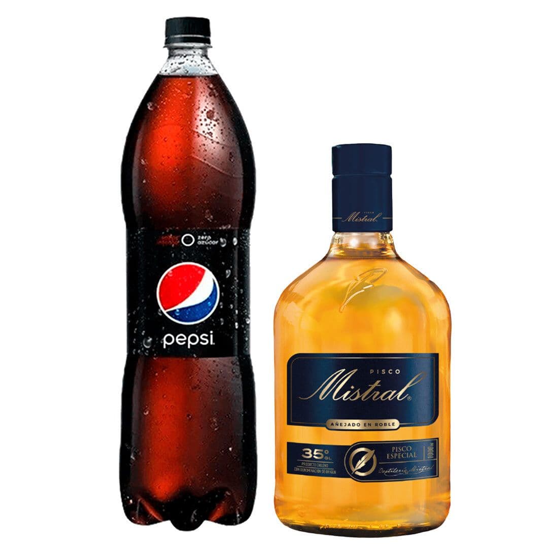 1x Pisco Mistral Añejado 1 Litro 35º alc + 1x Bebida Pepsi Zero 2 L_1