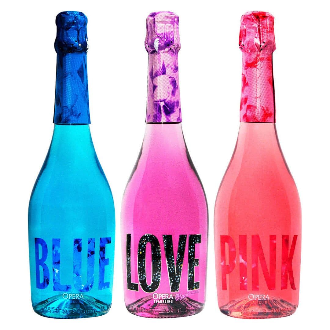 PACK ESPUMANTE OPERA: 1X Espumante Opera Blue Moscato 750cc + 1X Espumante Opera Love 750cc + 1X Espumante Opera Pink Moscato 750cc_1