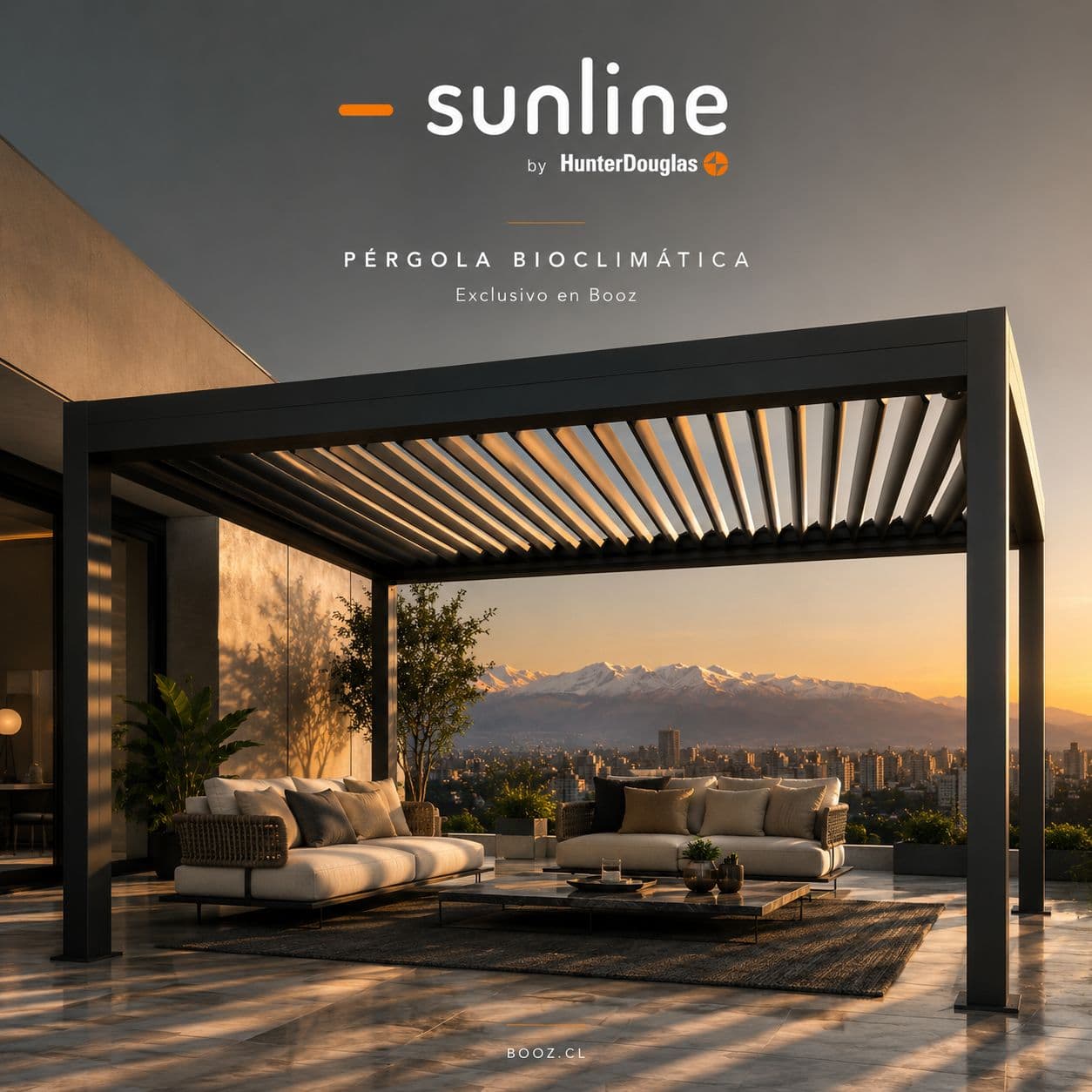 Pérgola Bioclimática Grafito Sunline by Hunter Douglas 4x4 mts_1