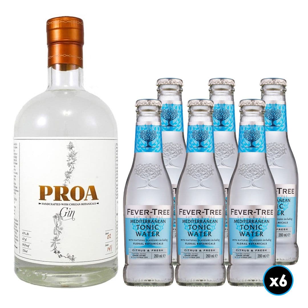 PACK PROA N°2: 1x Gin Proa 750cc + 6x Agua Tónica Fever Tree Mediterranean 200cc_1