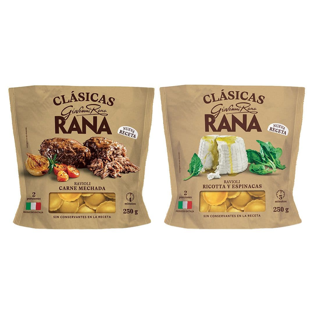 DUO PASTA RANA: 1x Pasta Rana Ravioli Carne Mechada 250g + 1x Pasta Rana Ravioli Ricotta y espinacas 250g_1