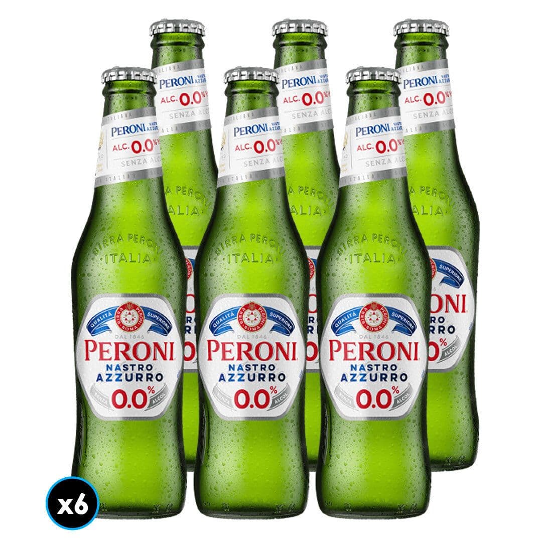 6x Cerveza Peroni Nastro Azzurro Sin Alcohol Botella 330cc_1