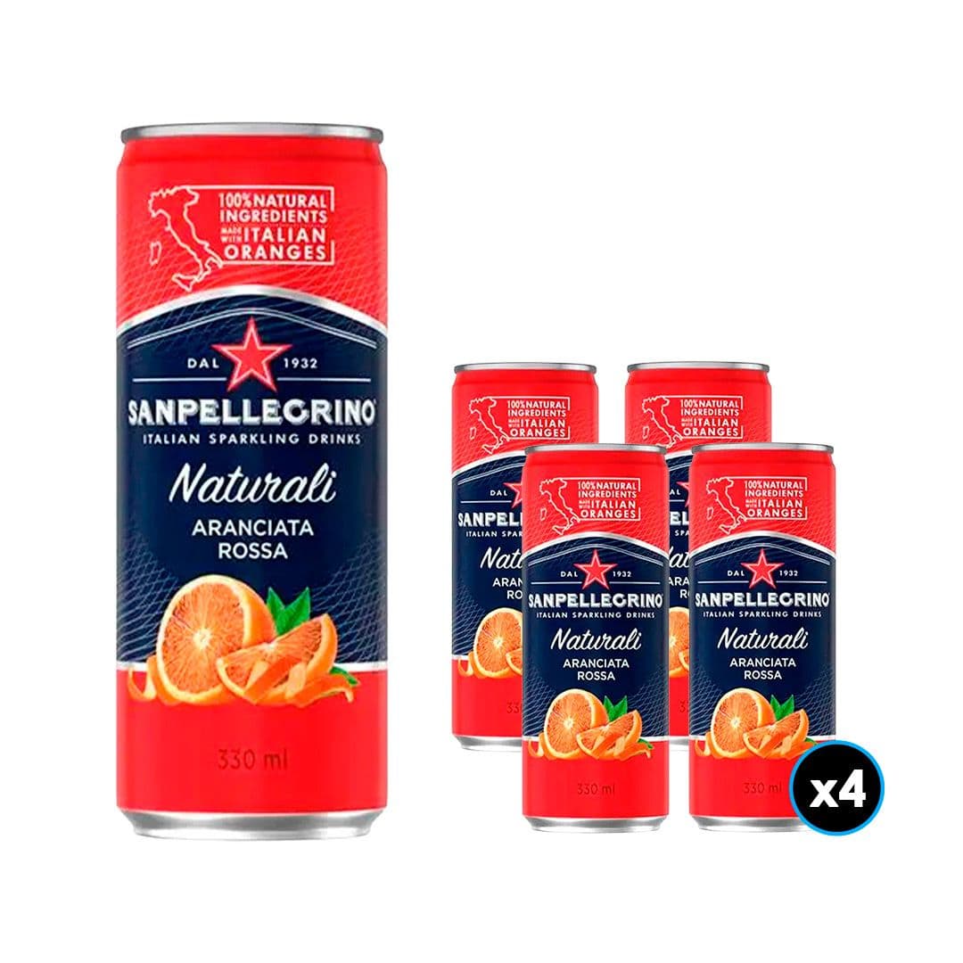4x Agua San Pellegrino Aranciata Rossa Con Gas Lata 330cc_1