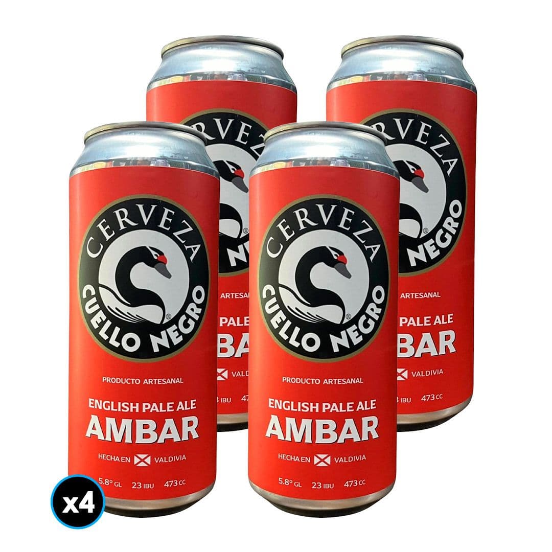 4x Cerveza Cuello Negro Ambar Lata 473cc_1