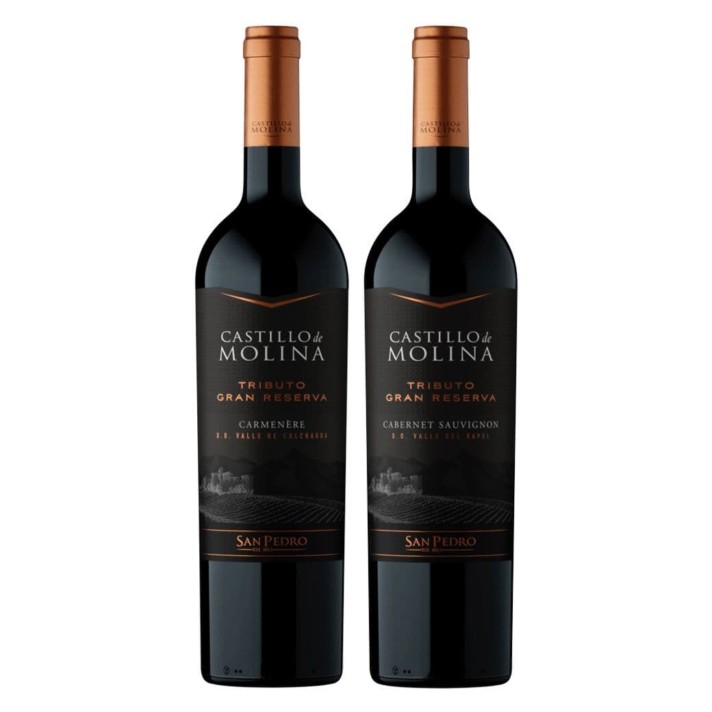 DÚO CASTILLO N°1: 1x Vino Castillo de Molina Tributo Gran Reserva Carmenere 750cc + Vino Castillo de Molina Tributo Gran Reserva Cabernet Sauvignon 750cc_1