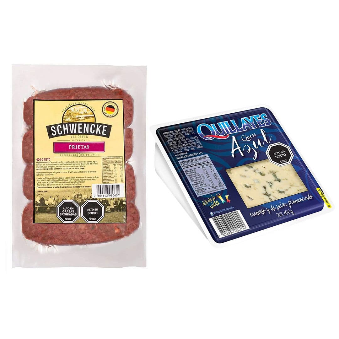 PRIETA + QUESO AZUL: 1x Prieta Schwencke 400 grs. + Queso Azul Quillayes Trozo 100 g_1