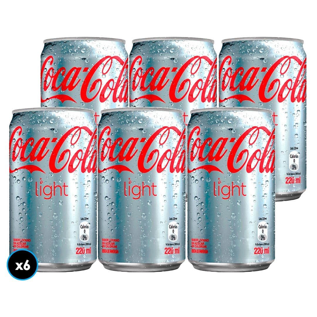 6x Bebida Coca-Cola Light Lata 220cc_1