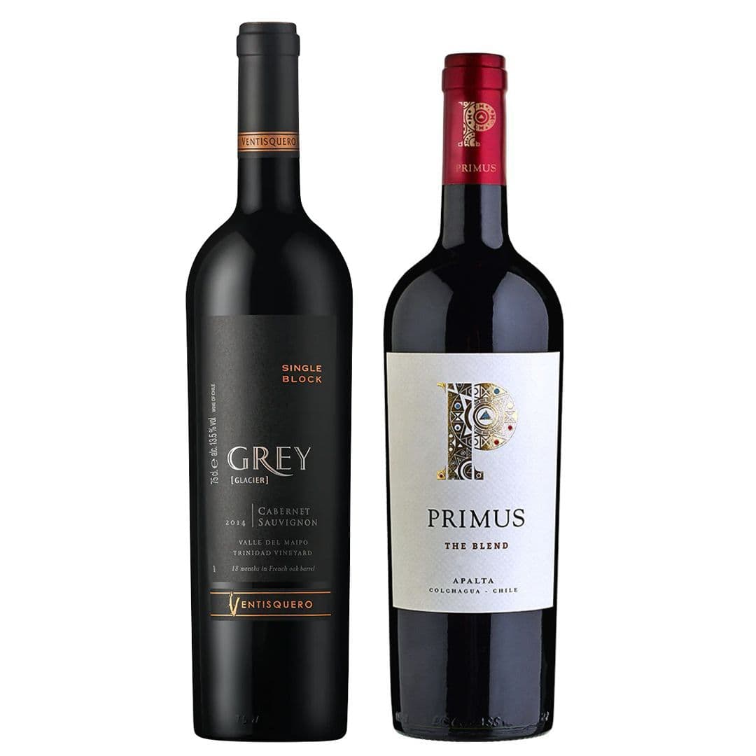 Duo Maestro: 1x Vino Primus The Blend Orgánico 750cc + 1x Vino Ventisquero Grey Cabernet Sauvignon 750cc_1
