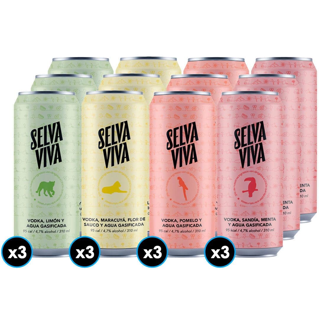 PACK SELVA VIVA N°1: 12 x Variedades Bebida Premium Selva Viva 310cc_1