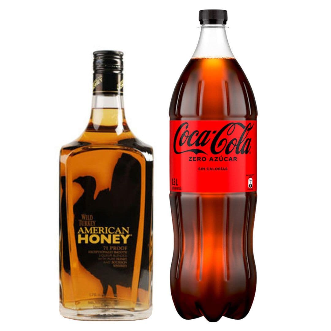 Pack Whiskey American Honey Wild Turkey 750cc + Bebida: Whiskey American Honey Wild Turkey 750cc + Coca Cola Zero Azúcar 1.5 L_1