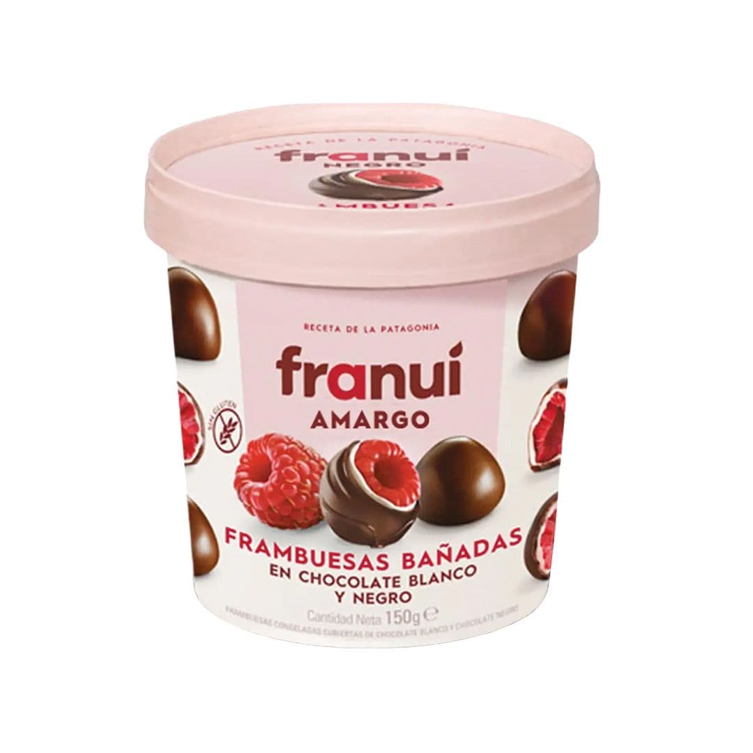 Bombón Helado Franui Frambuesa Chocolate Amargo y Blanco 150 grs._1