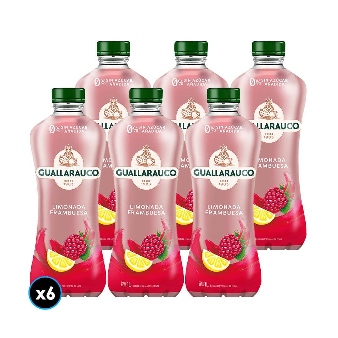 6x Jugo Guallarauco Limonada Frambuesa Sin Azúcar 1 Lt._1