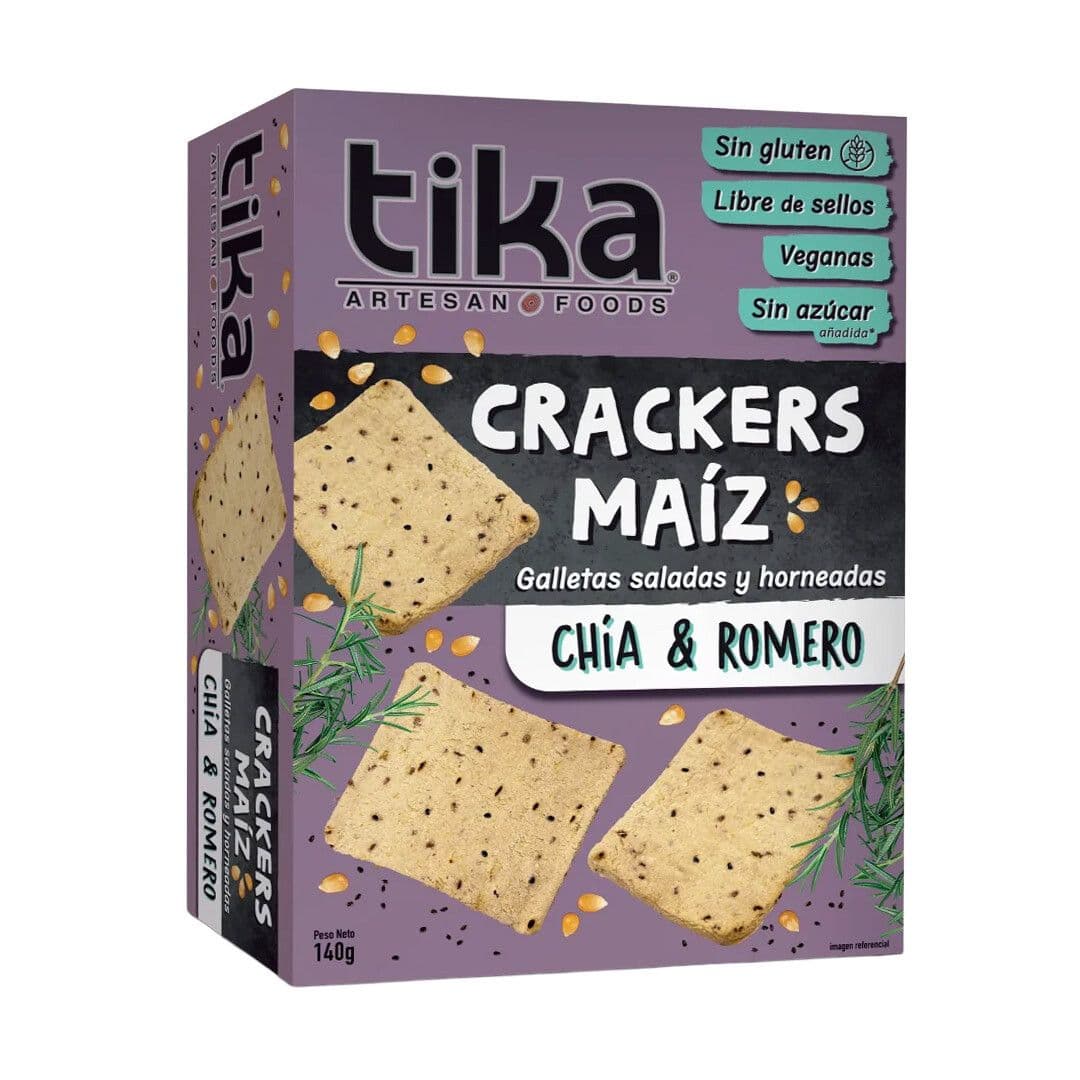 Galletas Tika Crackers Chía y Romero 140 grs._1