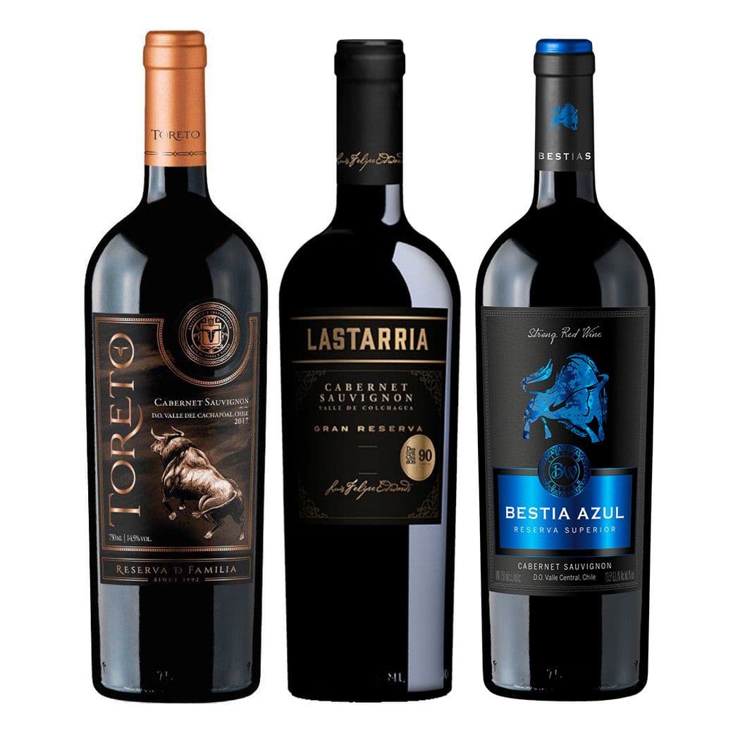 PACK TORETO RF N°4: 1x Vino Toreto Reserva de Familia Cabernet Sauvignon 750cc + 1x Vino Lastarria Gran Reserva Cabernet Sauvignon 750cc + 1x Vino Bestia Azul Cabernet Sauvignon 750cc_1