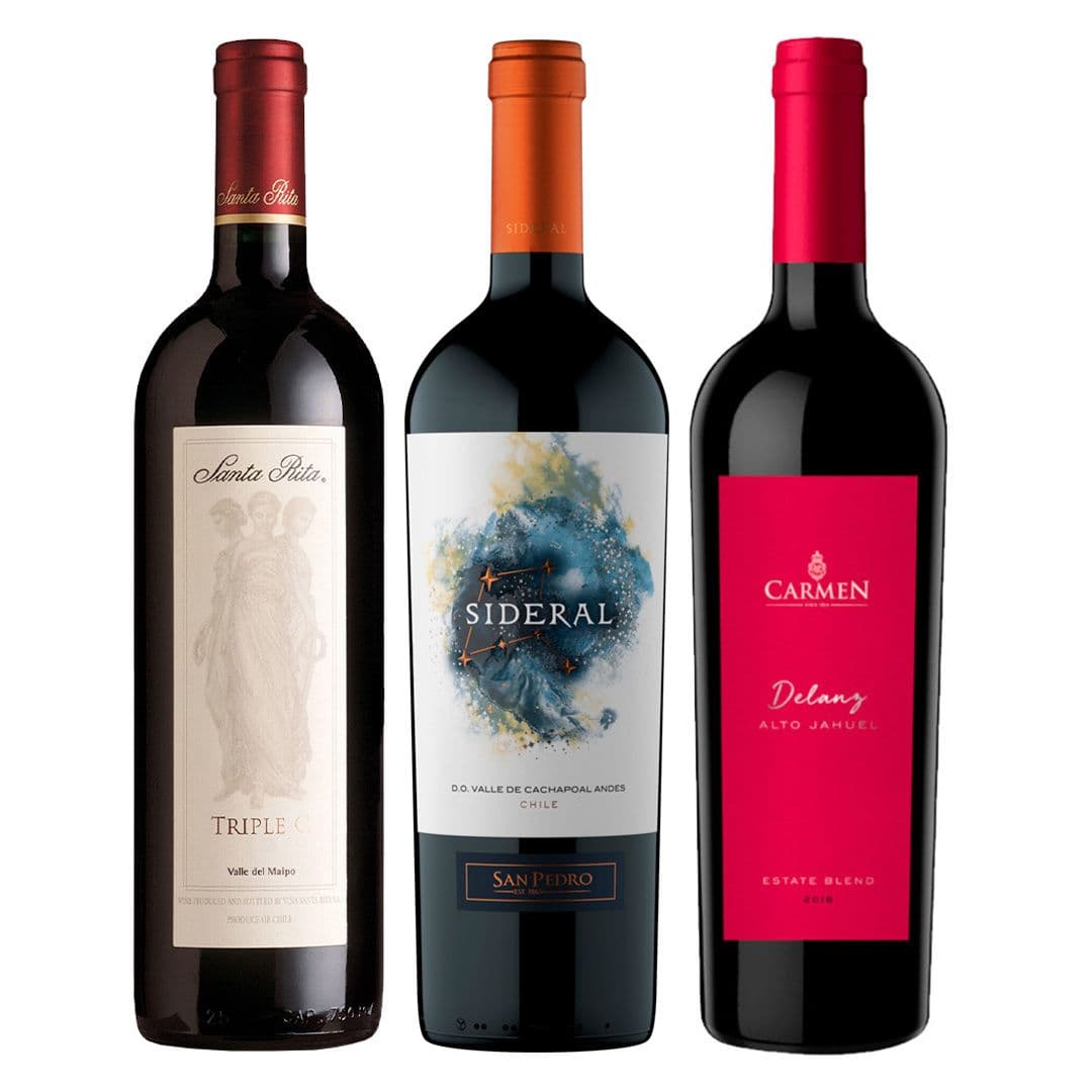 PACK MIX BLEND N°1: 1x Vino Triple C 750cc + 1x Vino Sideral Blend 750cc + 1x Vino Carmen Delanz Alto Jahuel Estate Blend 750cc_1