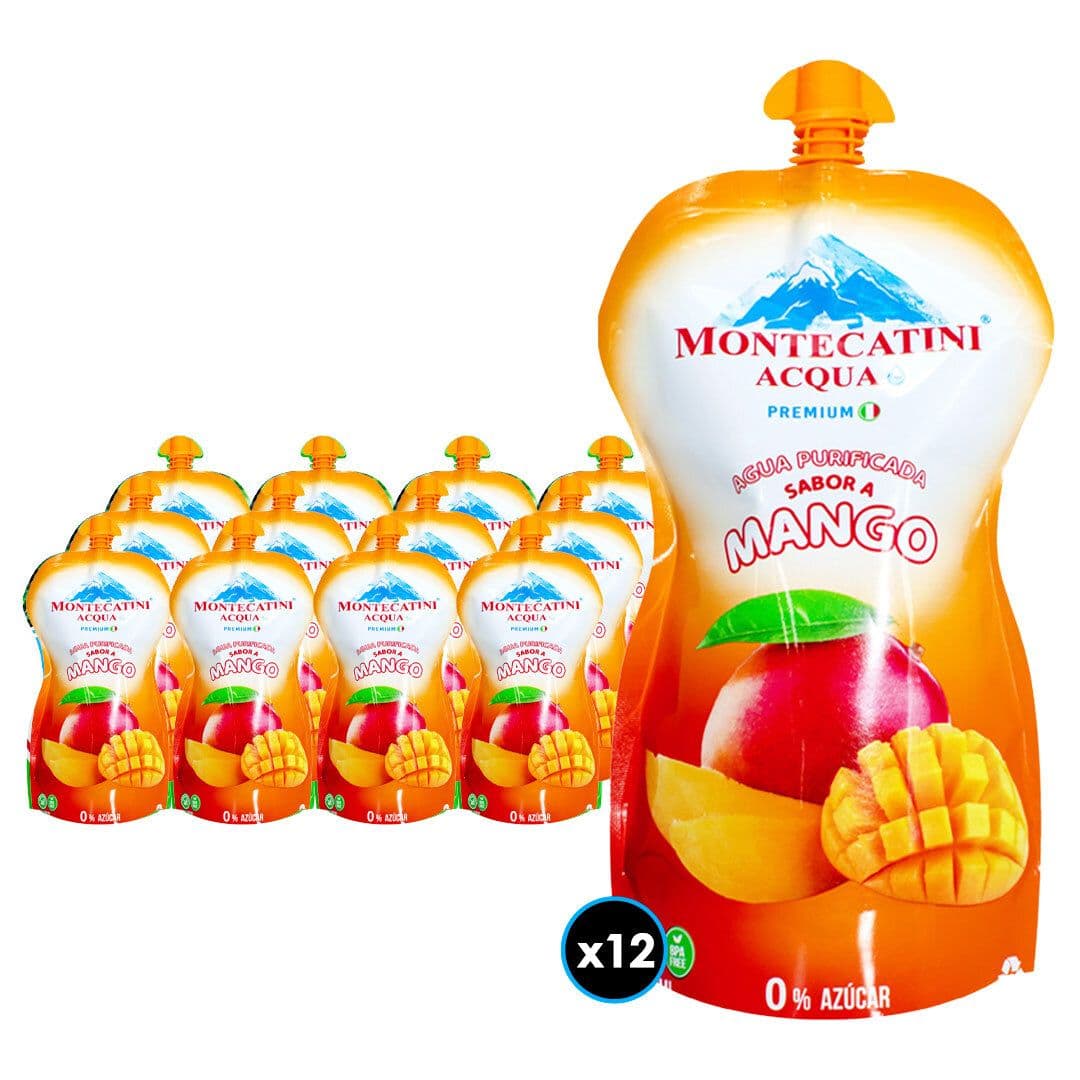 12x Agua Purificada Montecatini Sabor Mango 350cc_1