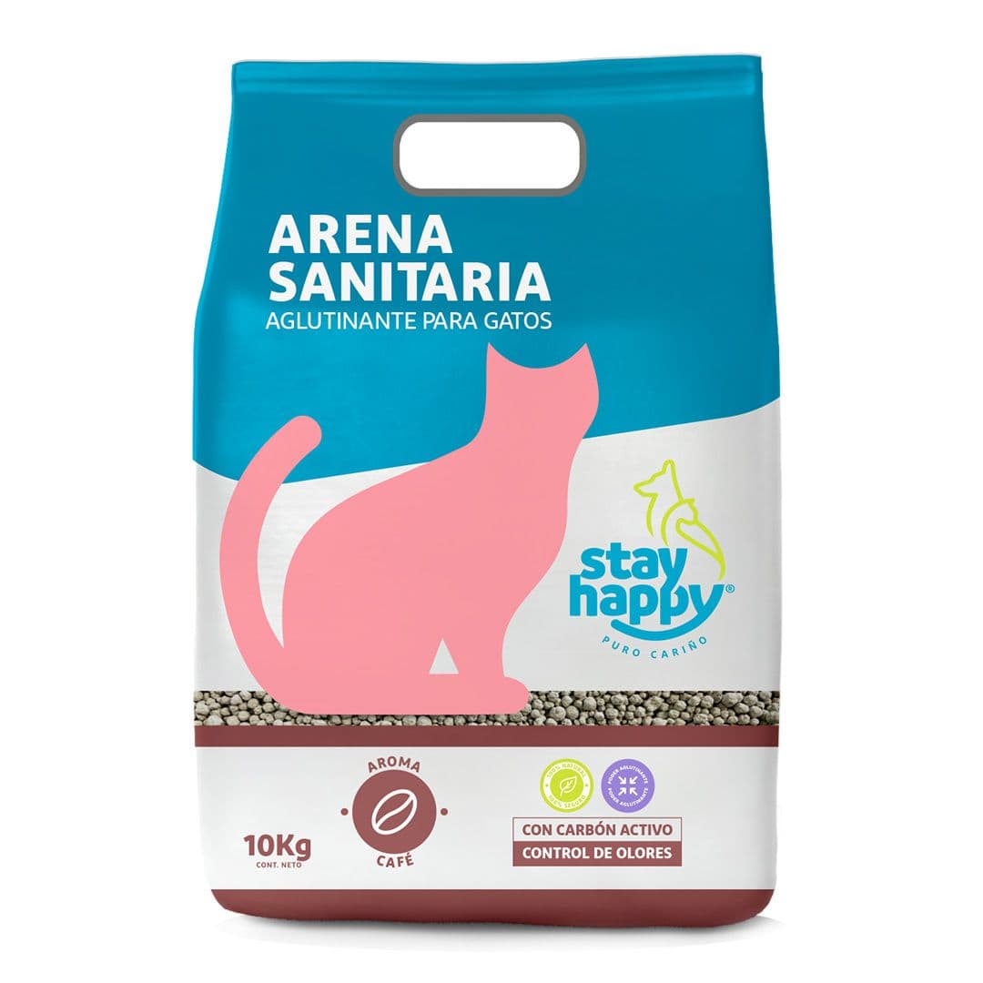 Arena para Gatos Aglutinante Stay Happy Aroma Café 10 Kg_1