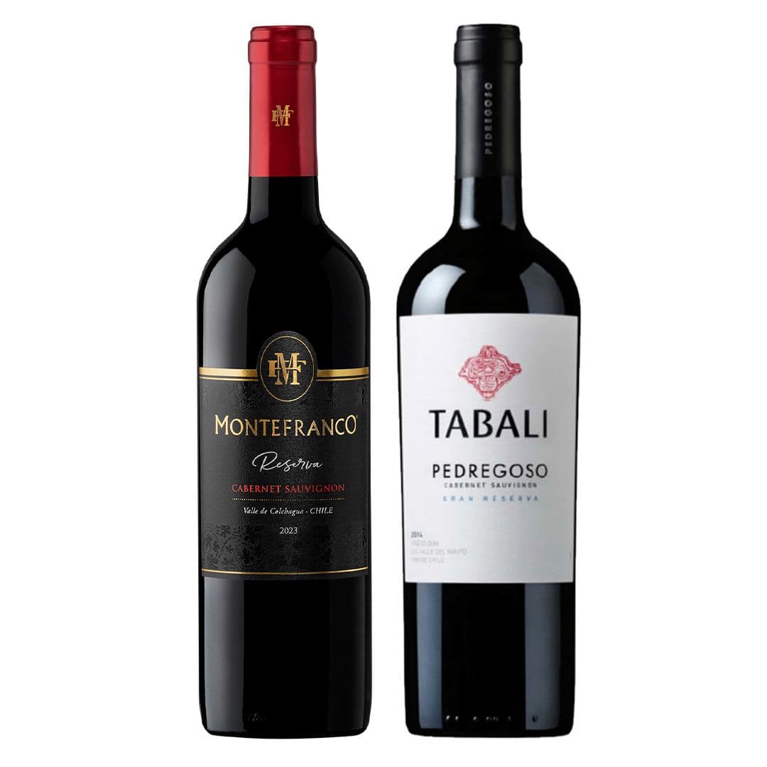 DUO MONTEFRANCO TABALI Nº2: 1x Vino MonteFranco Reserva Cabernet Sauvignon 750cc + 1x Vino Tabali Pedregoso Gran Reserva Cabernet Sauvignon 750cc_1