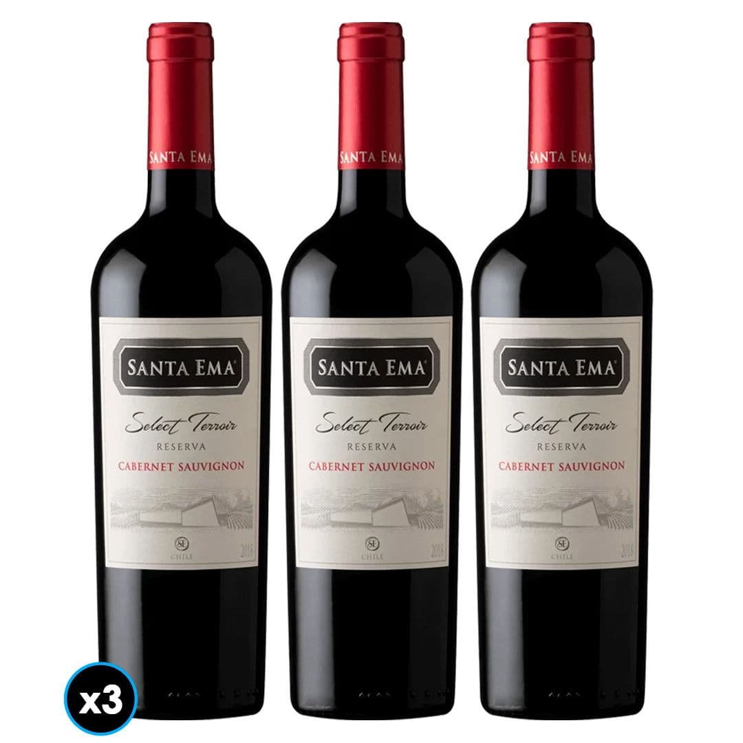 TRÍO SANTA EMA N°2: 3x Vino Santa Ema Select Terroir Reserva Cabernet Sauvignon 750cc_1