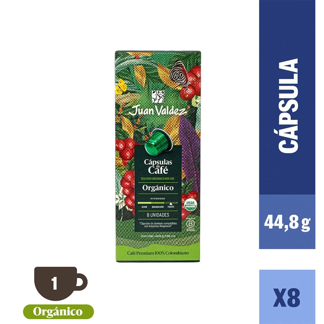Cápsulas Café Juan Valdez Orgánico Nespresso® Compatible (8 Cápsulas)_1
