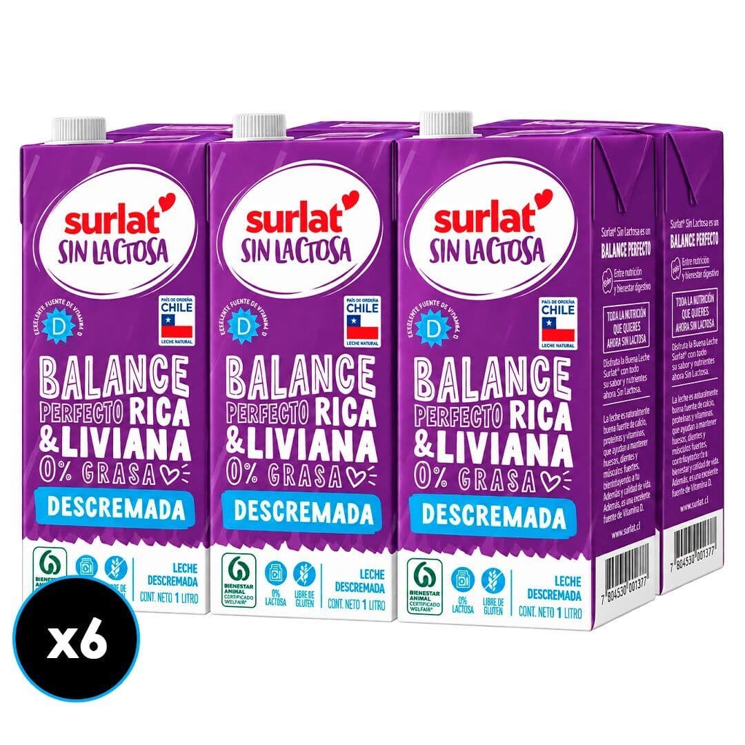 CAJA 6x Leche Descremada Sin Lactosa Surlat 1 lt._1