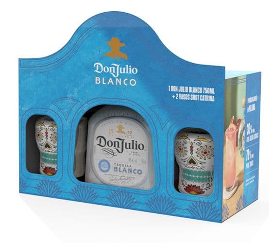 KIT Tequila Don Julio Blanco 100% Agave 750cc 38° alc. + 2 Vaso Catrina_1