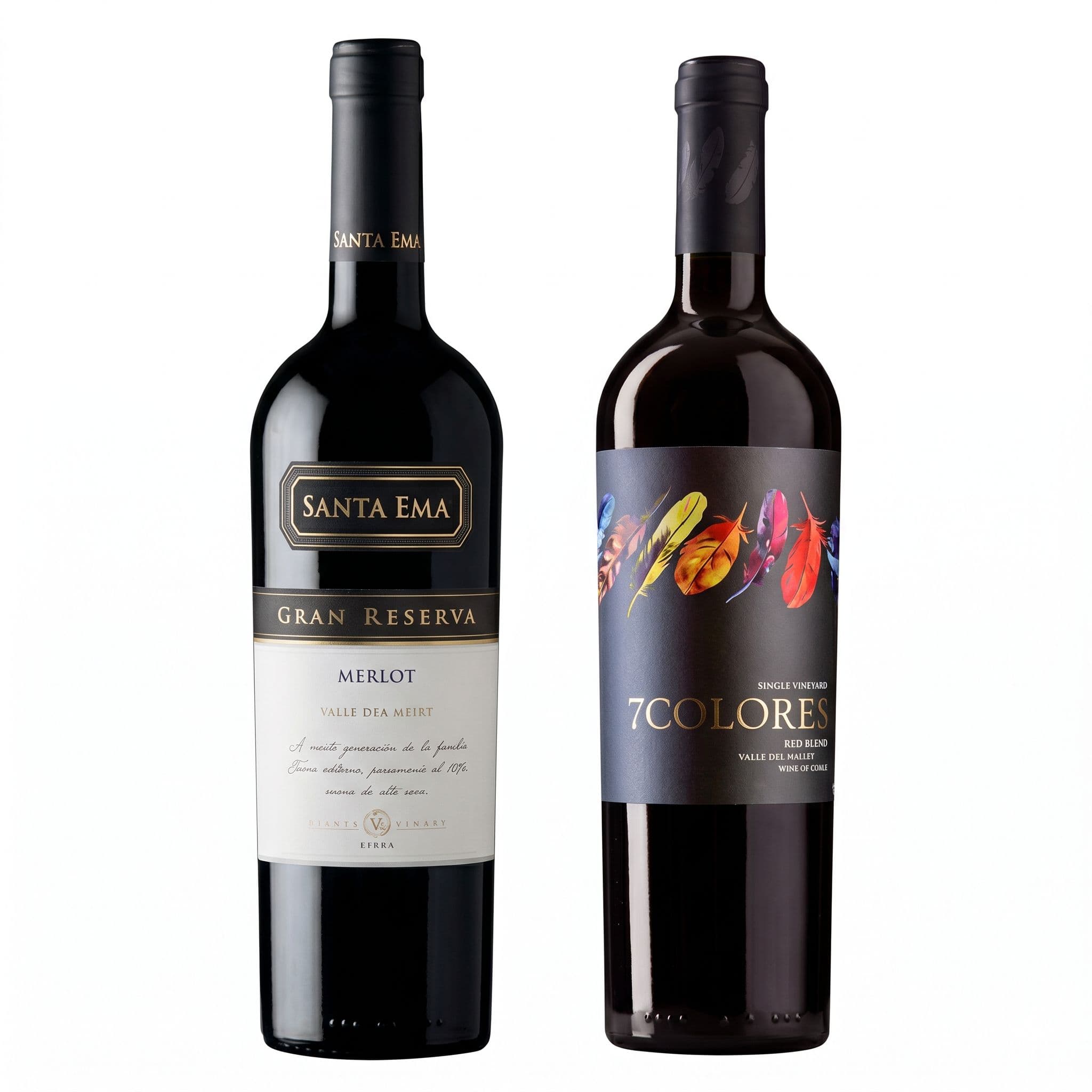 DUO SANTA EMA - 7 COLORES : 1x Vino Santa Ema Gran Reserva Merlot 750cc + 1x Vino 7 Colores Single Vineyard Red Blend 750cc_1