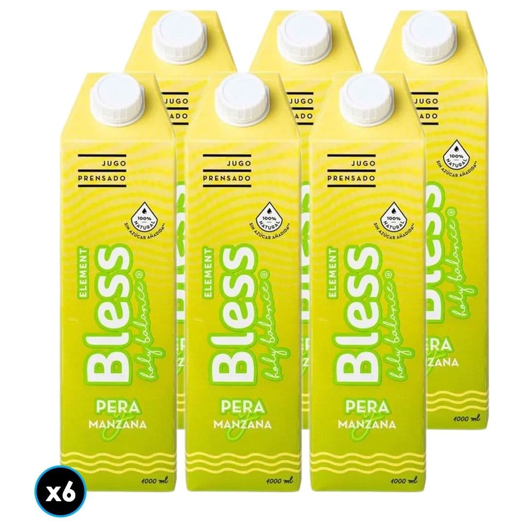 6x Jugo Natural Prensado Bless Element Pera Manzana 1 L_1
