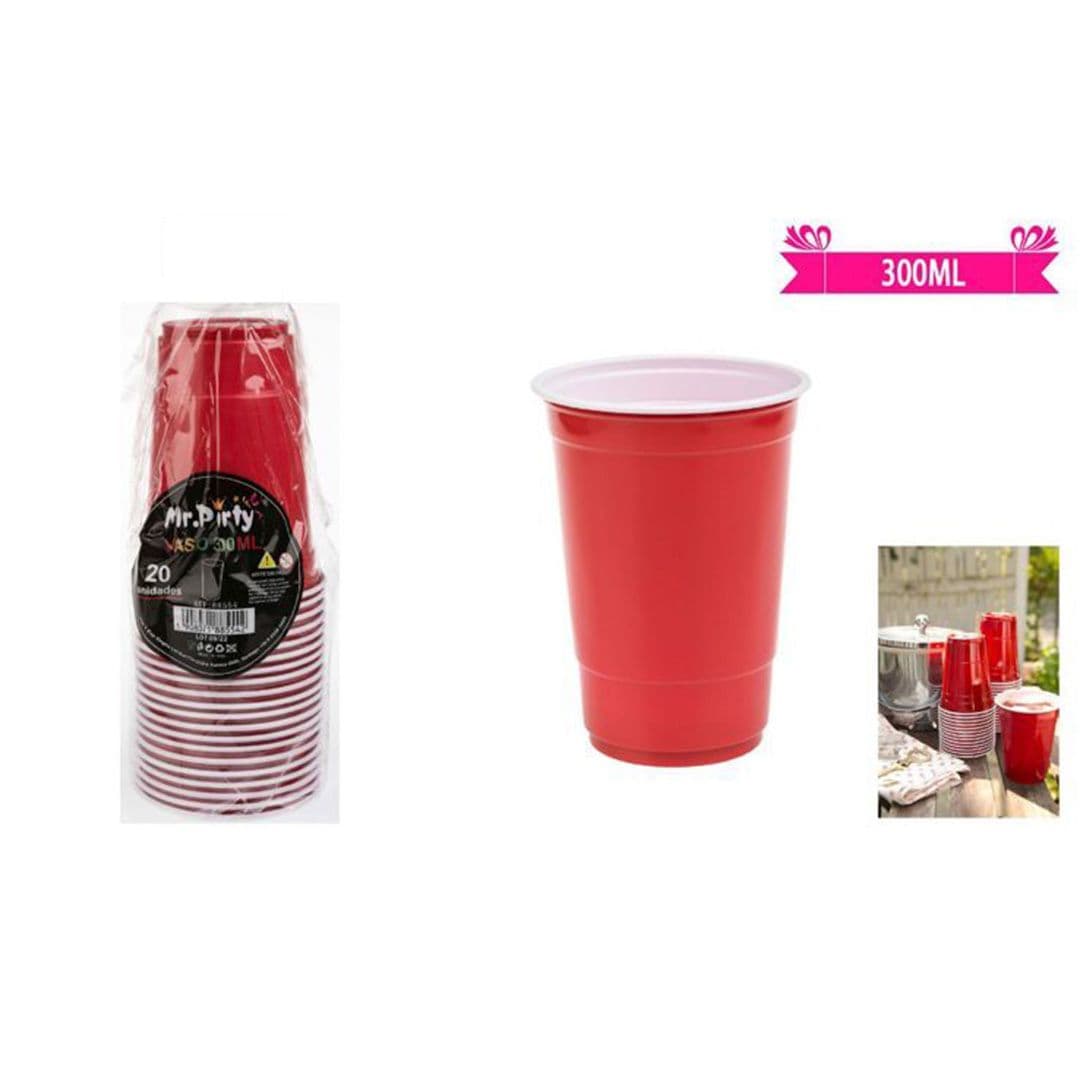 Vasos Plásticos Bicolor Rojo 300cc (20 Unidades)_1