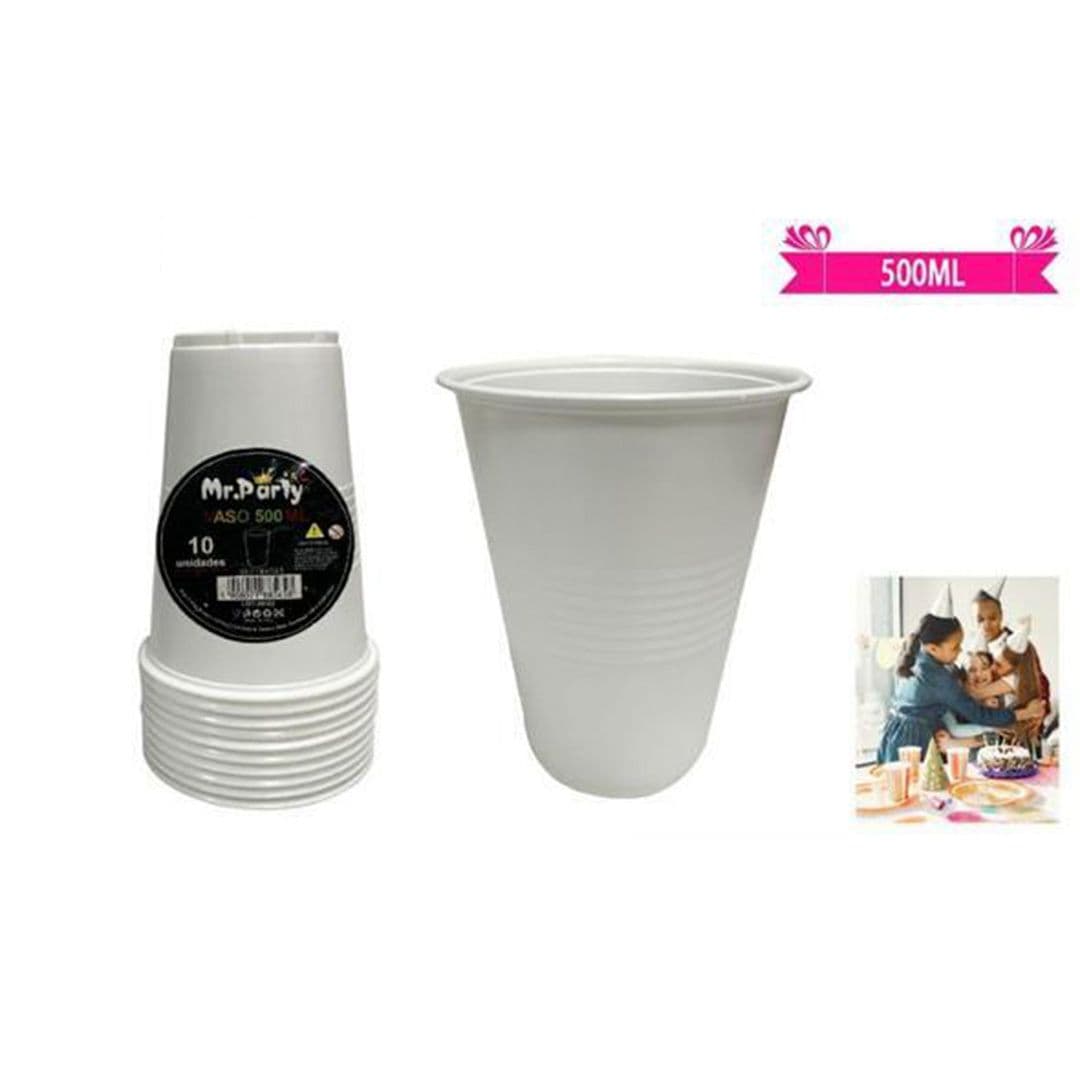Vasos Plásticos Blanco 500cc (10 Unidades)_1