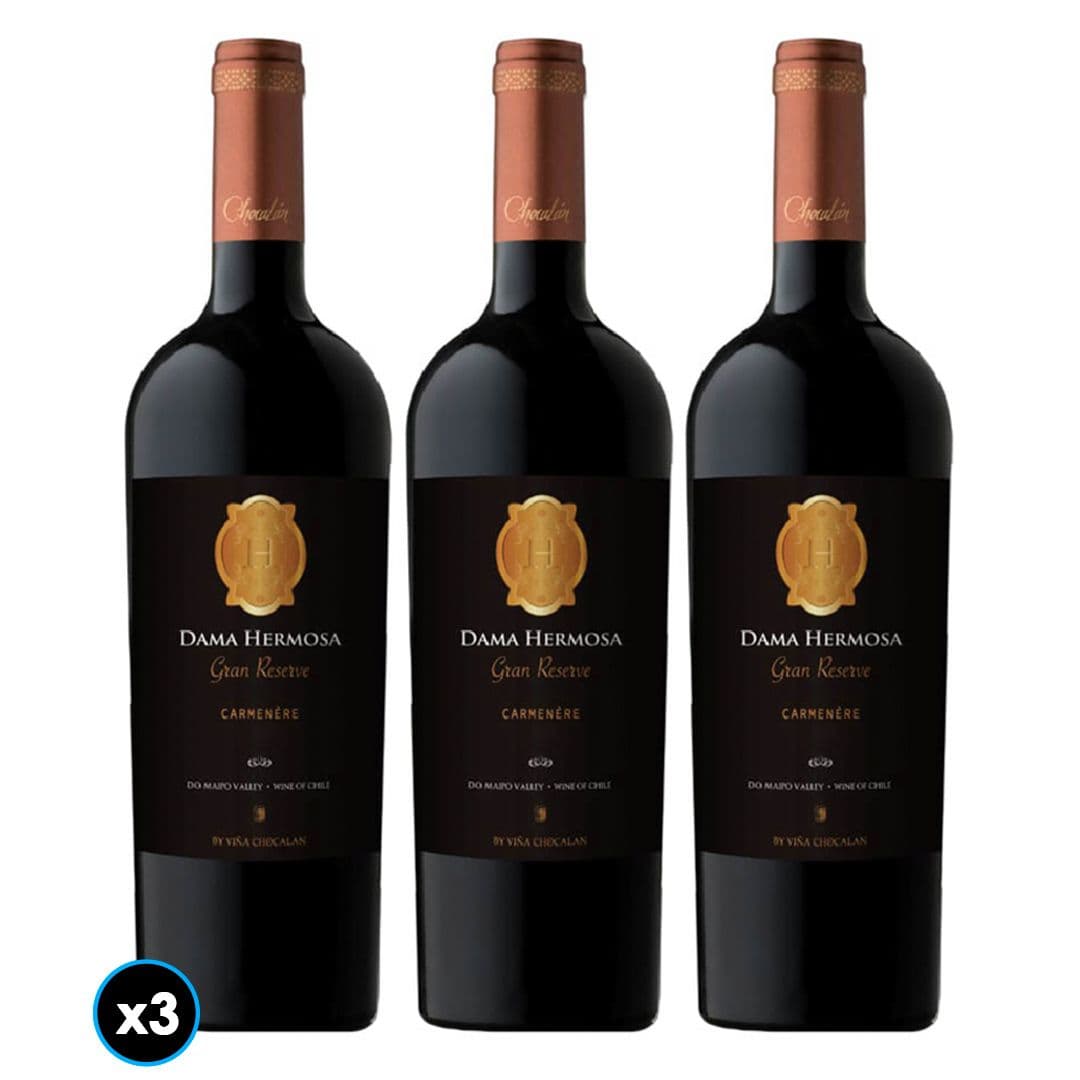 3x Vino Chocalan Dama Hermosa Gran Reserva Carmenere 750cc_1