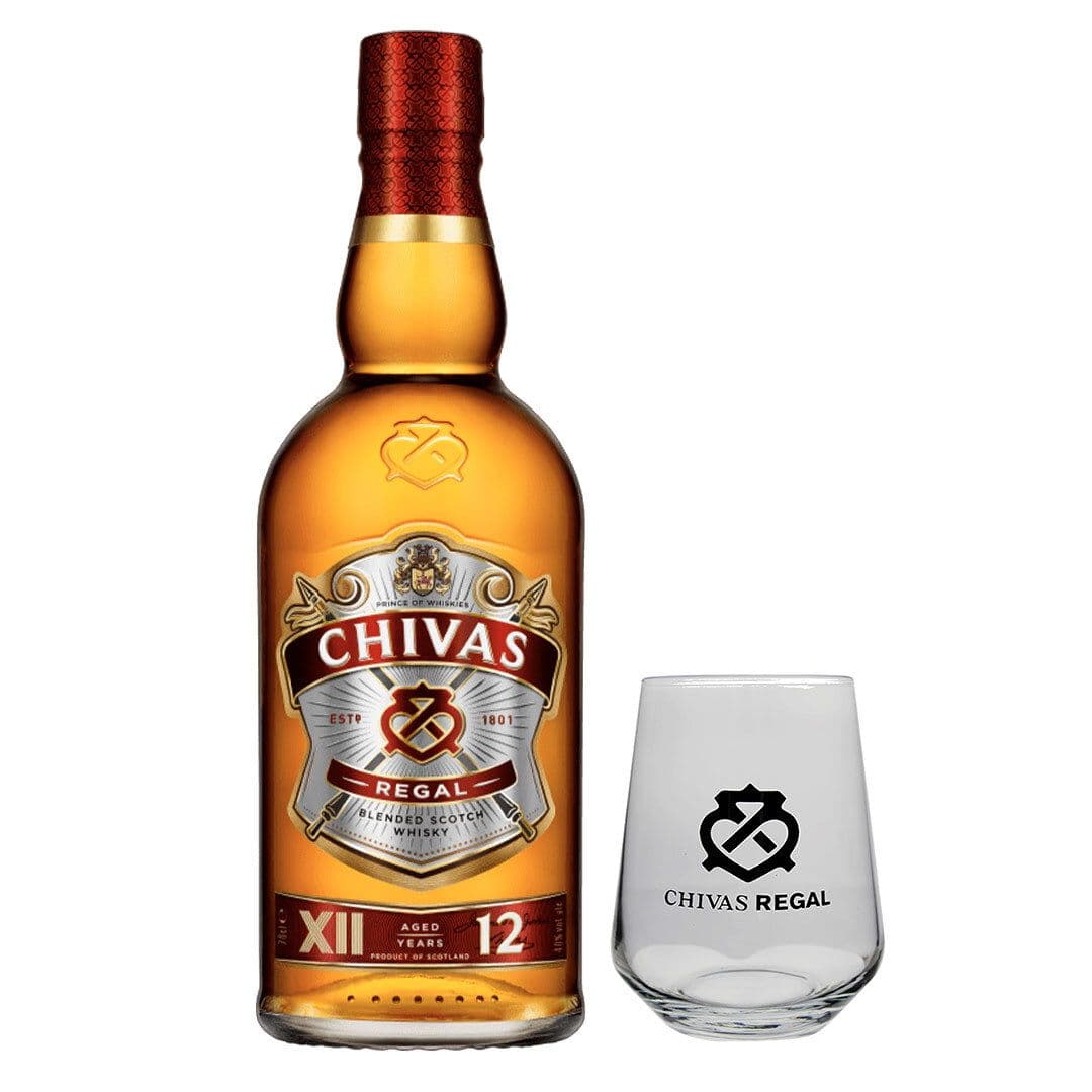 1x Whisky Chivas Regal 12 años 750cc 40º alc. + Vaso Chivas Regal_1