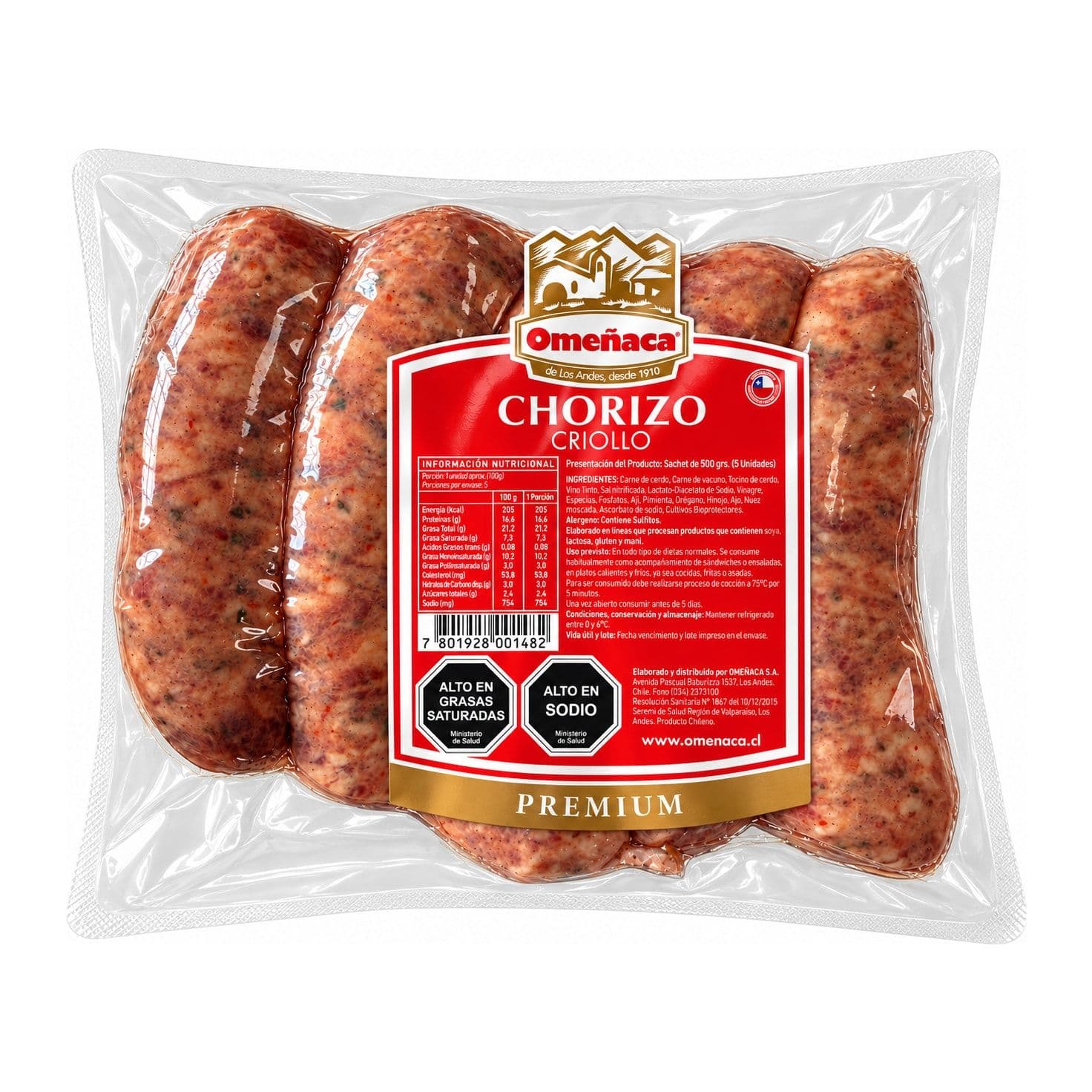Chorizo Criollo Argentino Omeñaca 500 grs._1