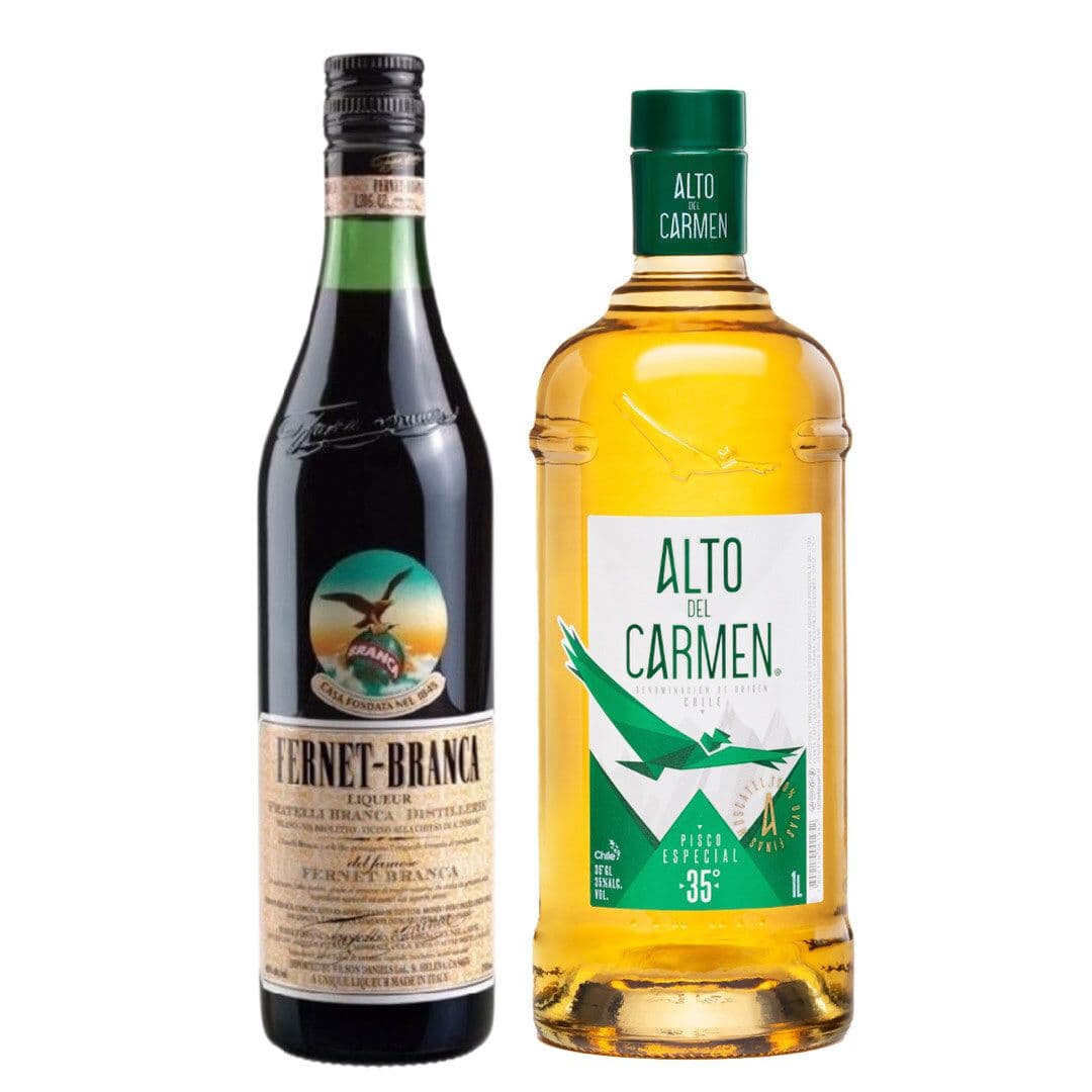 DUO ALTO - FERNET: Pisco Alto del Carmen 35 grados 1 Litro + 1x Licor Fernet Branca 750cc_1