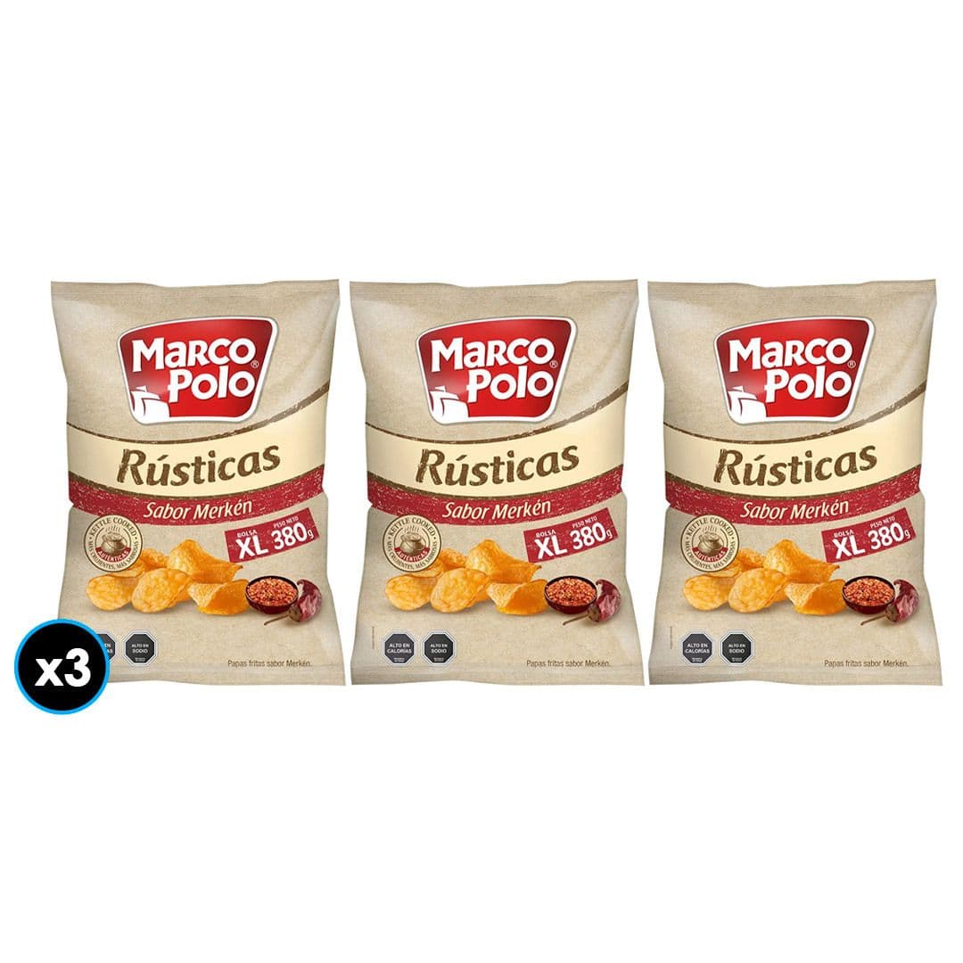 3x Papas Fritas Rústicas Merkén Marco Polo XL 380 grs._1