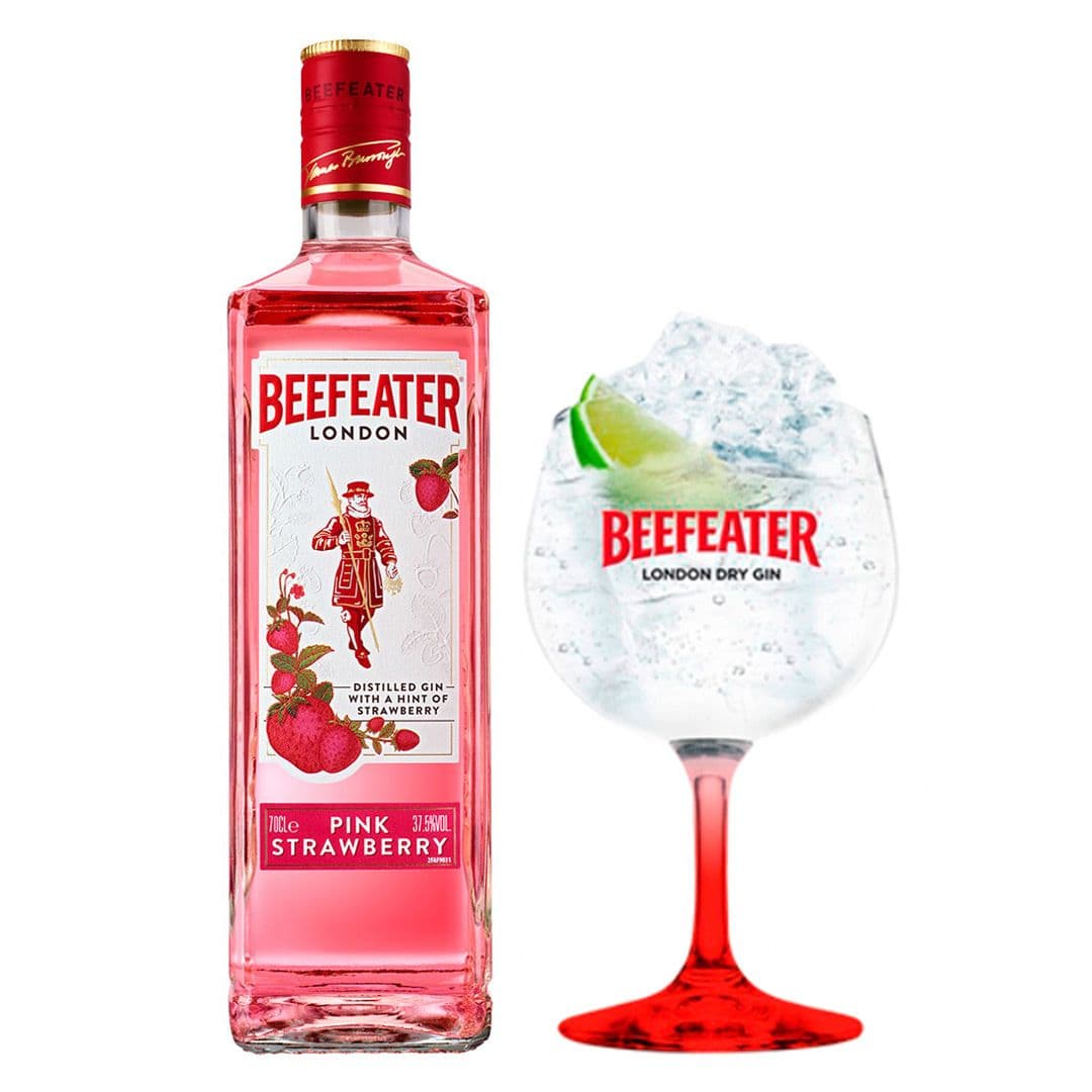 1x Gin Beefeater Pink 750cc 37,5º alc. + Copa Vidrio Beefeater_1