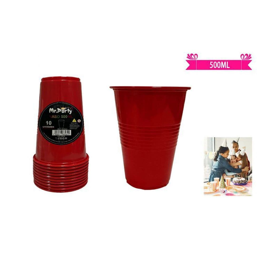Vasos Plásticos Rojo 500cc (10 Unidades)_1