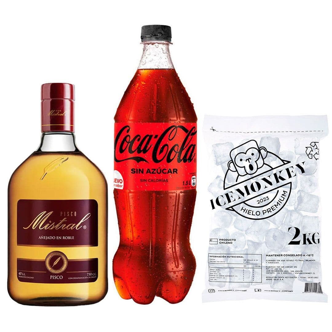 PROMO MISTRAL 40° + BEBIDA ZERO 1.5 LTS + HIELO: _1