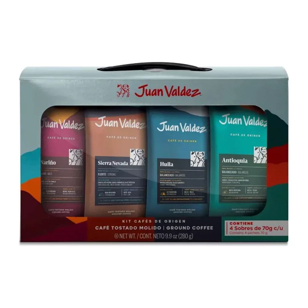 Kit Café Molido Juan Valdez 4 Sachet Línea Origen _1