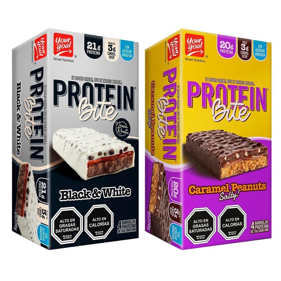 PACK BARRAS DE PROTEÍNA BITES: 4x Black & White 55 g + 4x Caramel Peanuts 55 g_1