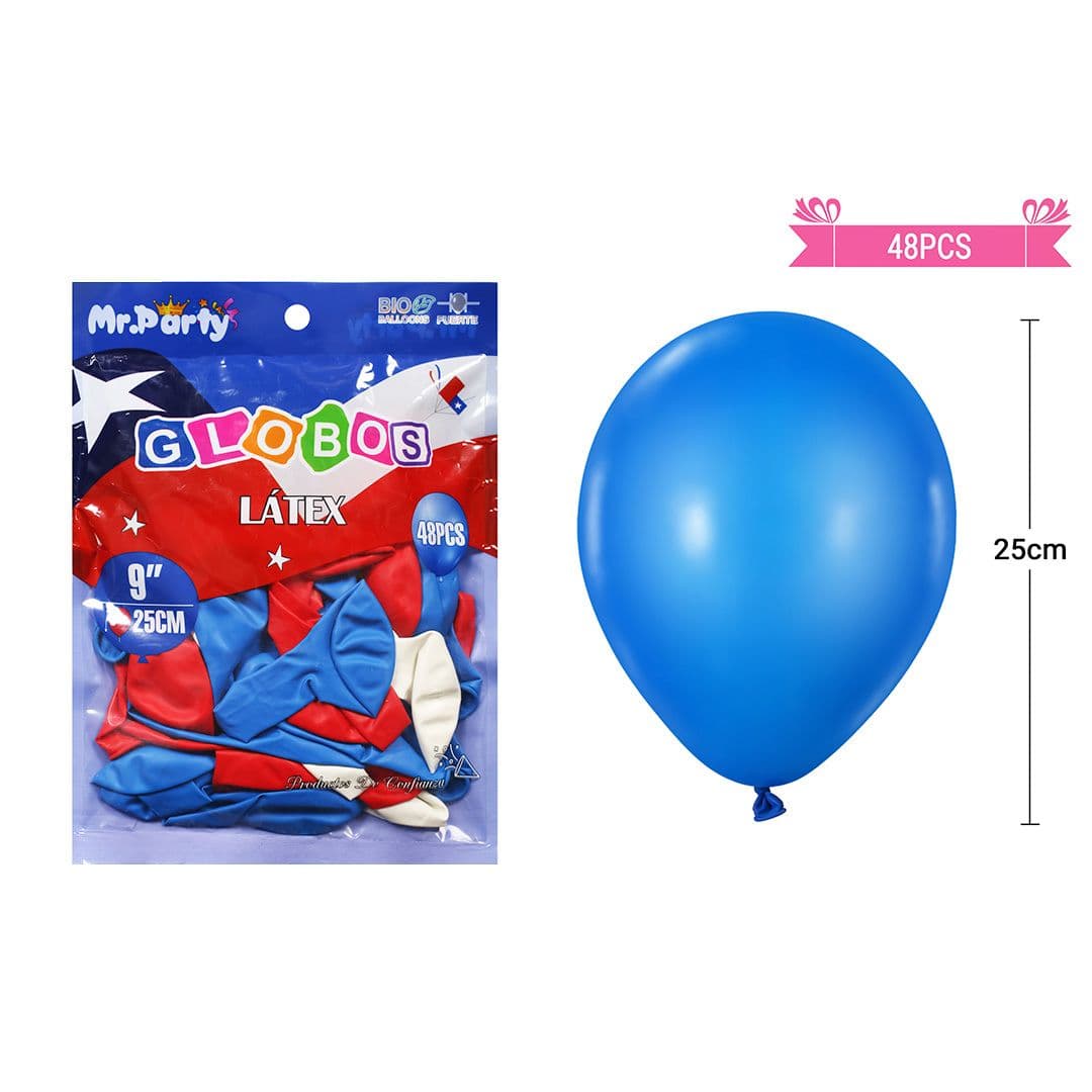 Globos Tricolor Fiestas Patrias 25cm (48 Unidades)_1