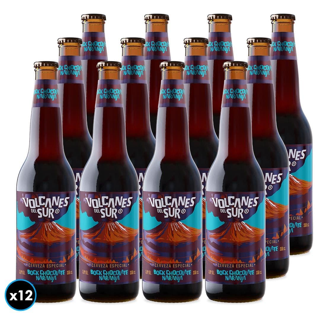 12x Cerveza Volcanes del Sur Bock Chocolate Naranja Botella 350cc_1