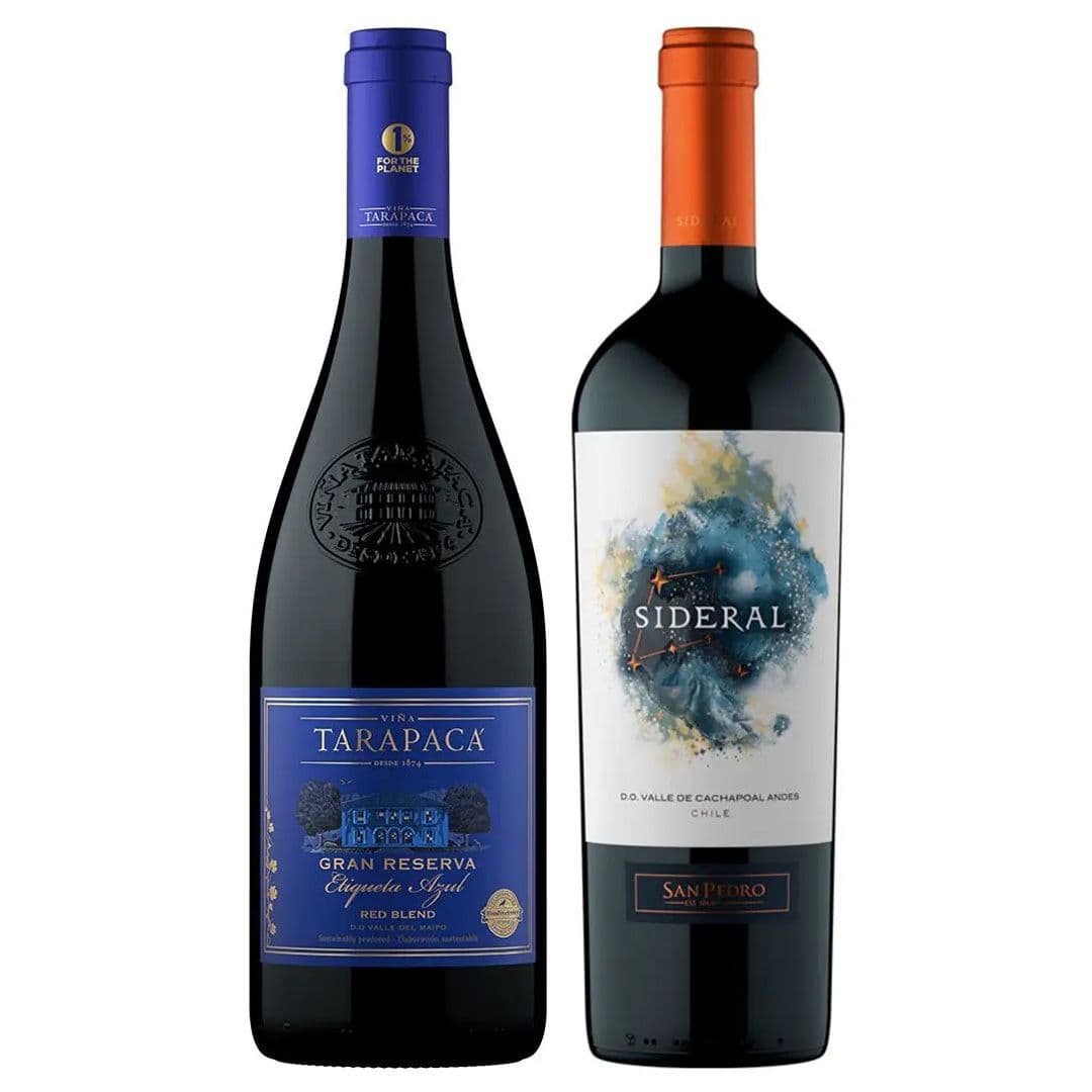 DUO TARAPACA - SIDERAL: 1x Vino Tarapacá Premium Etiqueta Azul Blend 750cc + 1x Vino Sideral Blend 750cc_1