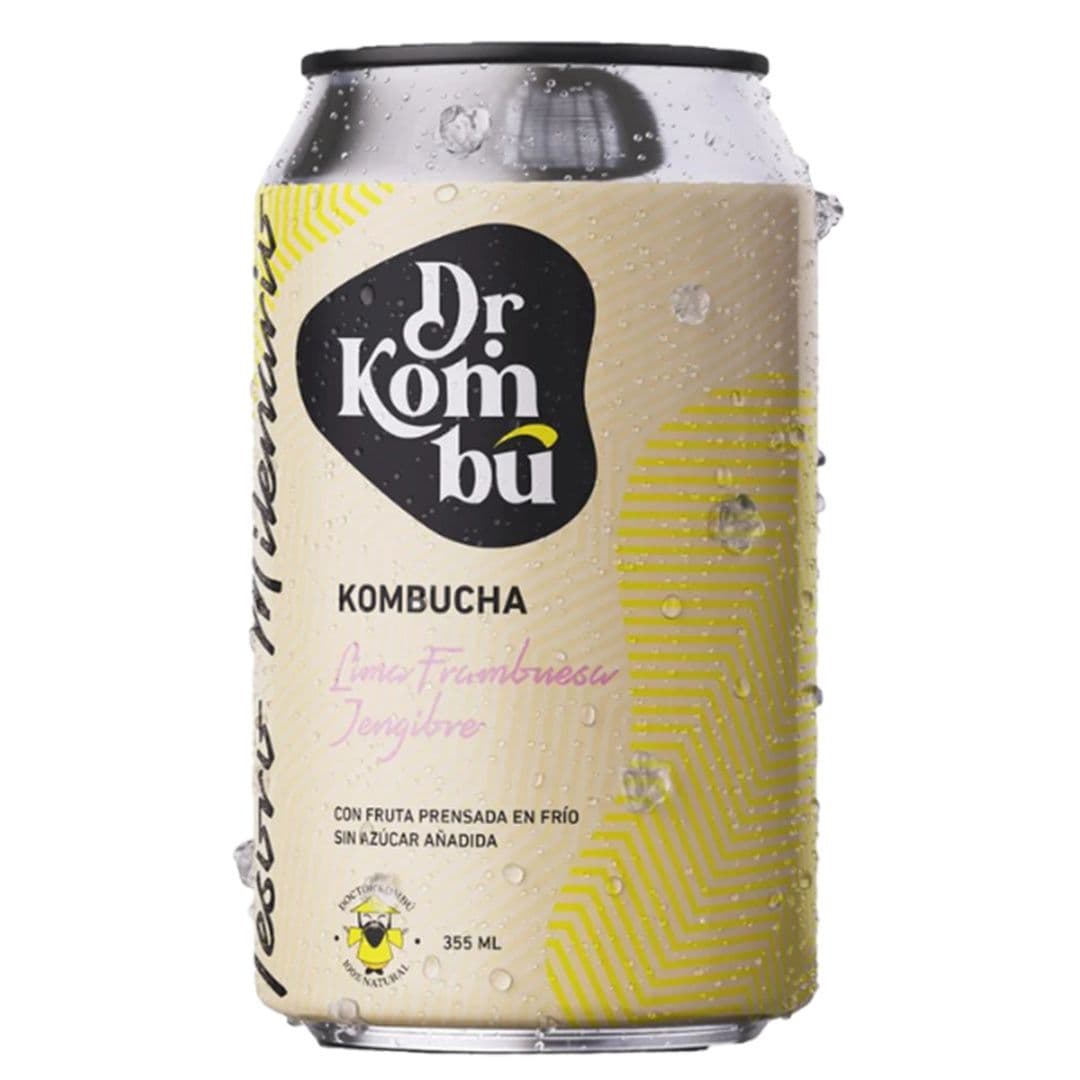 Kombucha Dr. Kombu Limón Frambuesa Jengibre Lata 350cc_1
