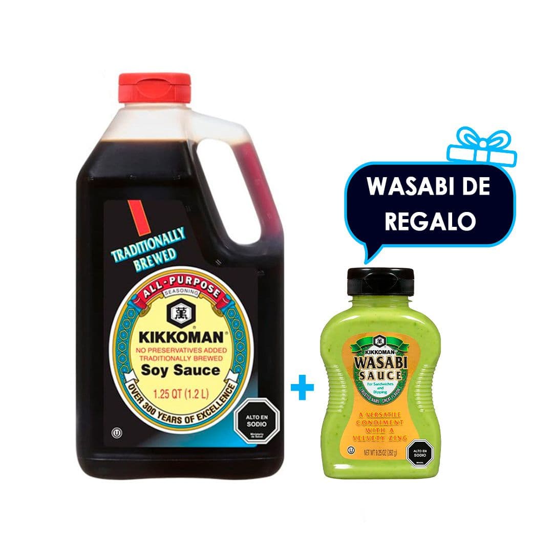 Bidón Soya Kikkoman 1,2 Lt. + Salsa Wasabi 262 grs. de REGALO_1