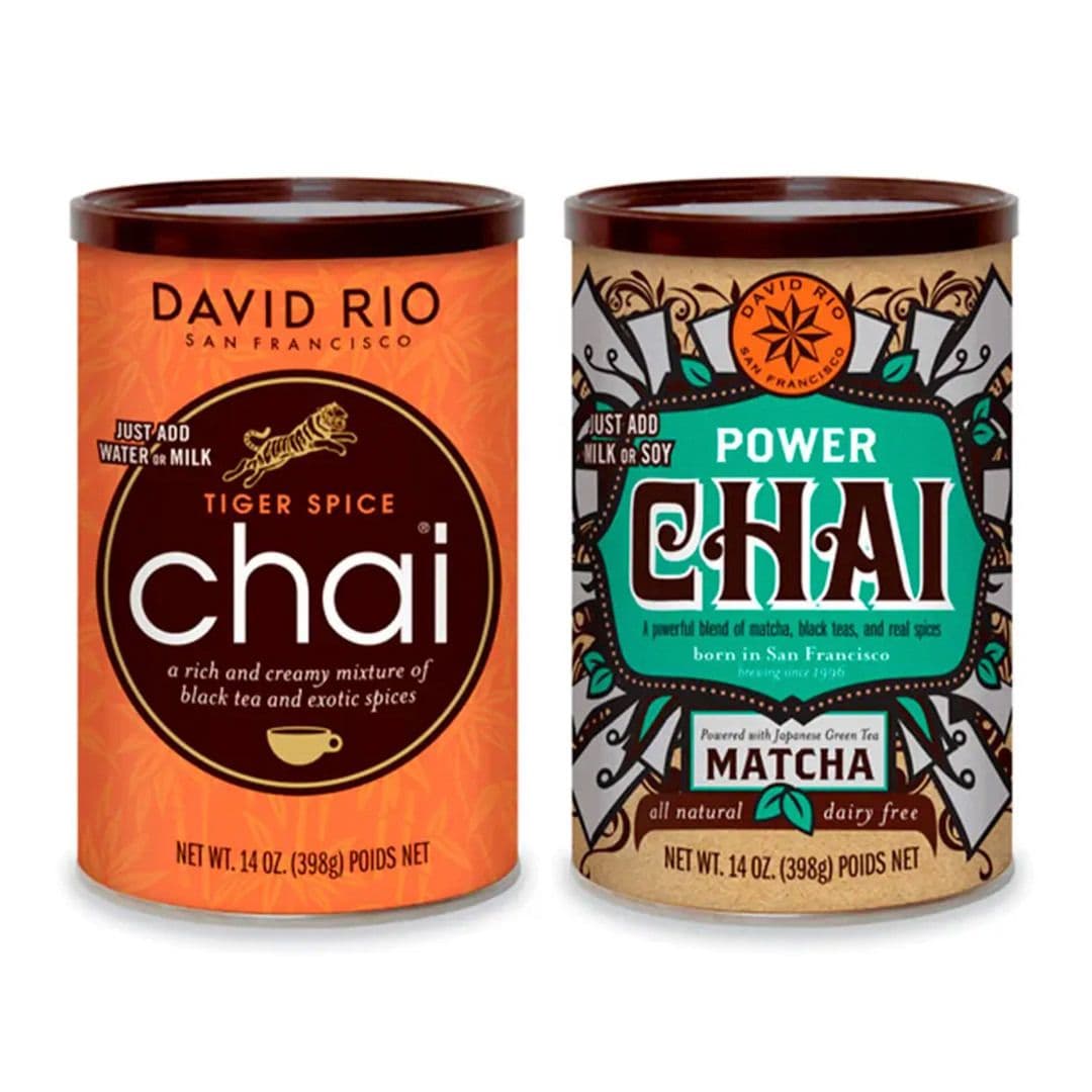PACK CHAI DAVID RIO: 1x Té Tiger Spice Chai David Rio Tarro 398gr + 1x Té Power Chai Matcha - Vegano David Rio Tarro 398gr_1
