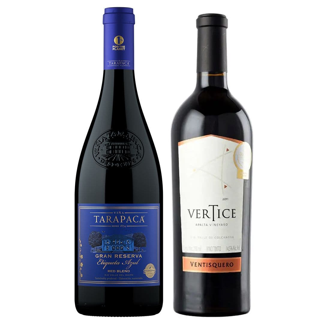 DUO PREMIUM TARAPACÁ - VENTISQUERO: 1x Vino Tarapacá Premium Etiqueta Azul Blend 750cc + 1x Vino Ventisquero Vertice 750cc_1
